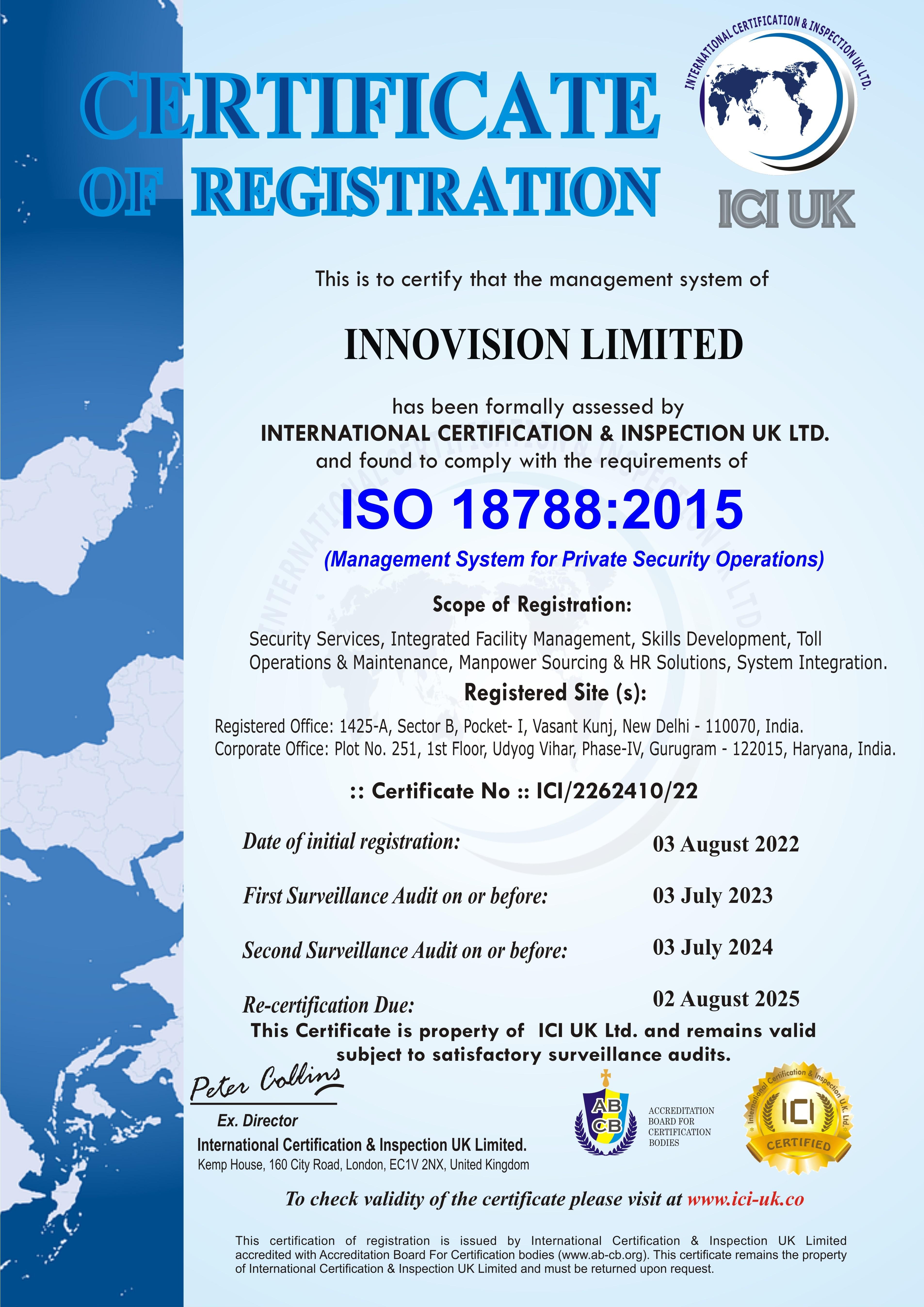 Iso 18788 Checklist.pdf Innovision Limited - India's Leading Integrated Security ...